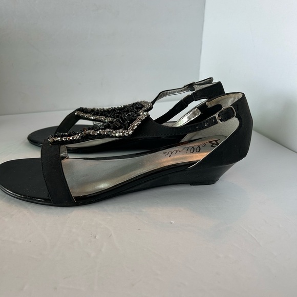 NIB Bellini Felicia Black Slingback Wedge Dress Sandals - Picture 6 of 8